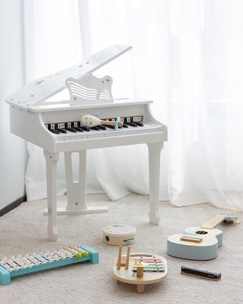 Piano grande blanco - instrumento musical de juguete