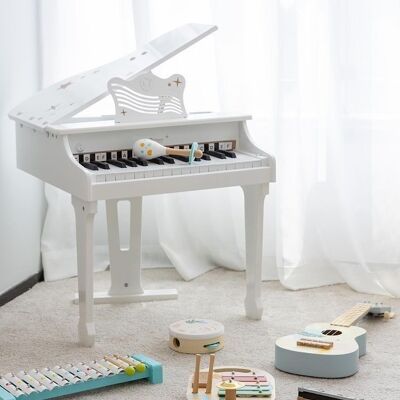 Piano à queue blanc - instrument de musique jouet