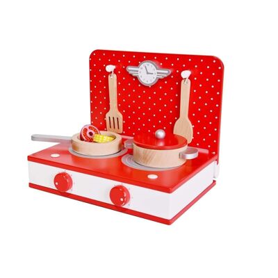 Cocina de sobremesa retro 2 en 1 infantil de madera