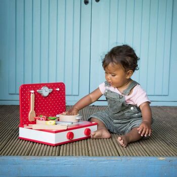 Cuisine de table pour enfants rétro 2 en 1 en bois 3