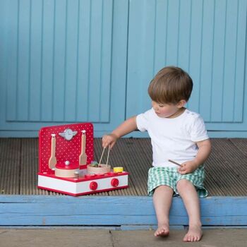 Cuisine de table pour enfants rétro 2 en 1 en bois 5