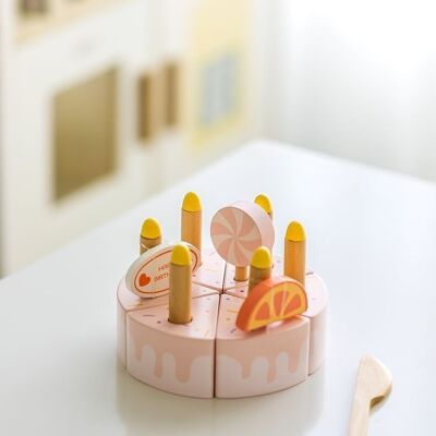 Wooden birthday cake, children's toy for kitchens (symolic game)