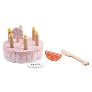 Gâteau d'anniversaire en bois, jouet pour enfants pour cuisines (jeu symbolique) 3
