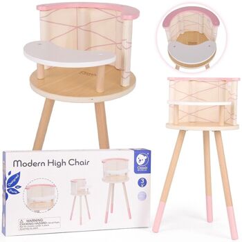 Chaise haute moderne en bois pour poupées (jeu symbolique) 3