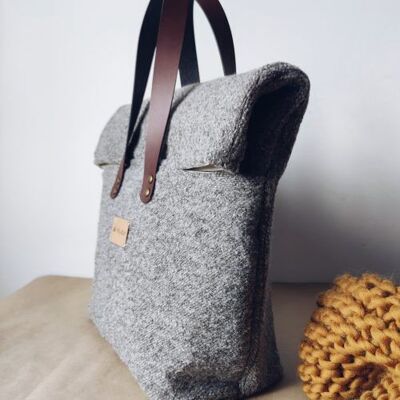 Bolso de lana, bolso gris, bolso de mujer