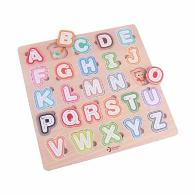 Puzzle con alfabeto in legno per l'apprendimento dei bambini