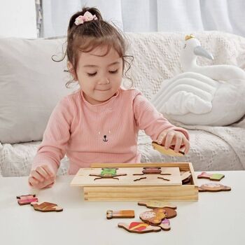 Puzzle visages et vêtements en bois pour l'apprentissage des enfants 6