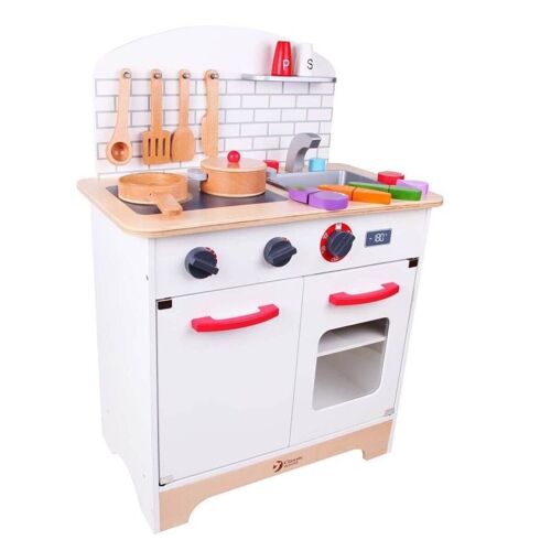 Cocina del chef de madera para niños, juego simbólico