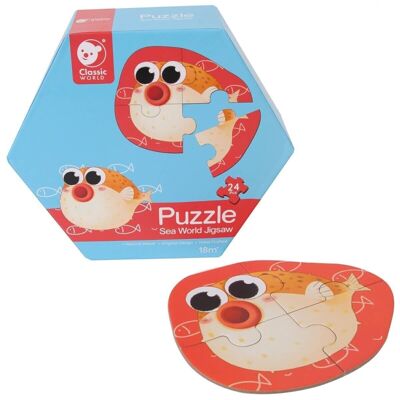 Wooden sea animals puzzle for children's learning