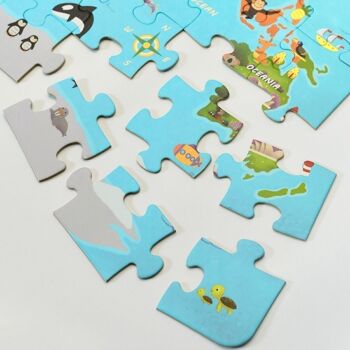 Puzzle carte du monde en bois (48 pièces) pour l'apprentissage des enfants 3