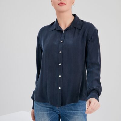 Mia navy cupro shirt