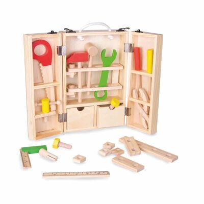 Caja de herramientas grande de madera (juego simbólico)