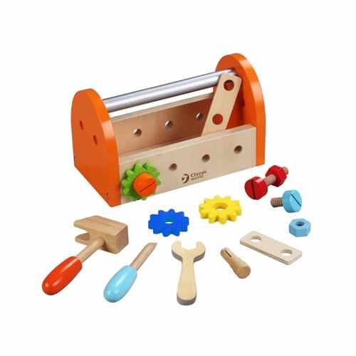 Caja de herramientas pequeña de madera (juego simbólico)