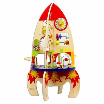 Wooden multi-activity rocket for children
