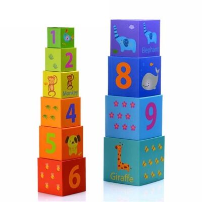 Stacking cubes Animals and numbers