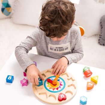 Horloge en bois emboîtable pour l'apprentissage des enfants 4
