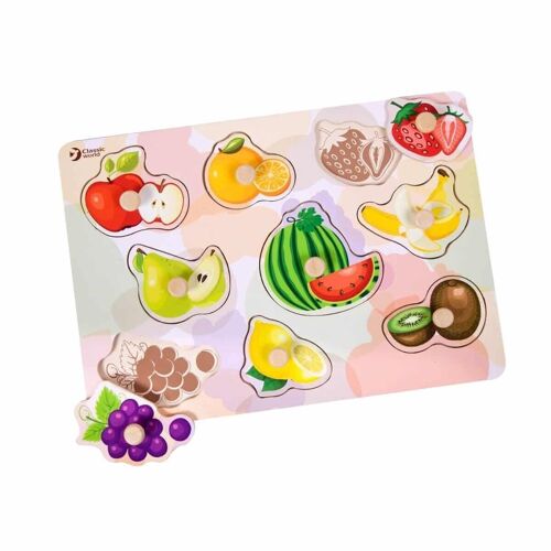 Puzzle Frutas de madera, para aprendizaje infantil