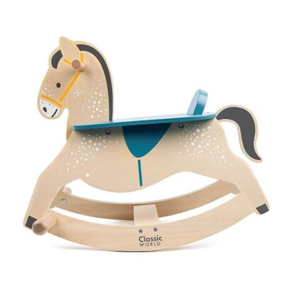 Cavallo a dondolo in legno (blu) per bambini