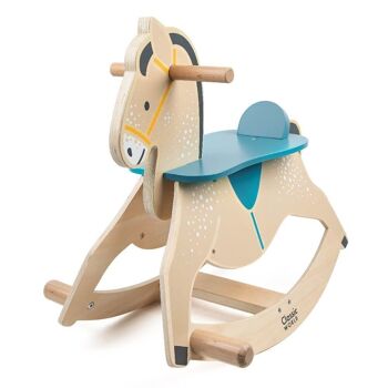 Cheval à bascule en bois (bleu) pour enfants 2