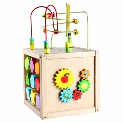 Wooden activity cube for children's learning