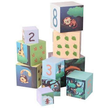 Cubes empilables forêt en bois pour l'apprentissage des enfants 1