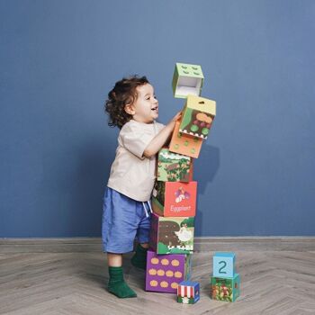 Cubes à empiler des légumes en bois pour l'apprentissage des enfants 4