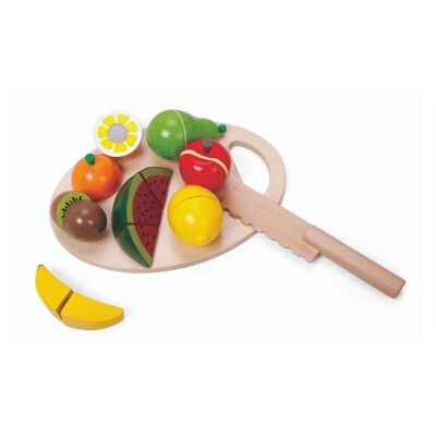 Set per tagliare la frutta in legno. gioco simbolico