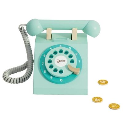 Teléfono vintage de madera para niños