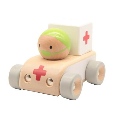 Ambulancia de madera para niños - Coches de juguete