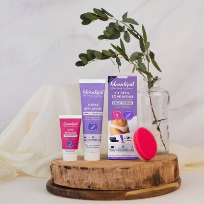 NOVITÀ - KIT DEPIL' ZONA INTIMA - Crema Depilatoria Tutto Corpo - 81% Naturale (100ml + 30ml + Spugna) - BLONDÉPIL