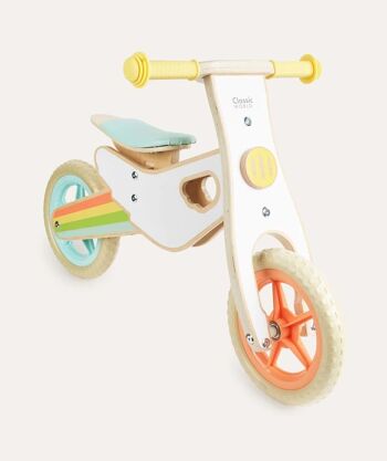 Vélo d'équilibre en bois arc-en-ciel pour enfants 3