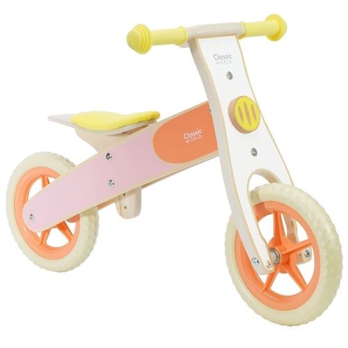 Bicicleta sin pedales de madera pastel para niños