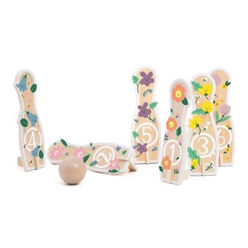 Quilles en bois Flores, jeu extérieur pour enfants 4