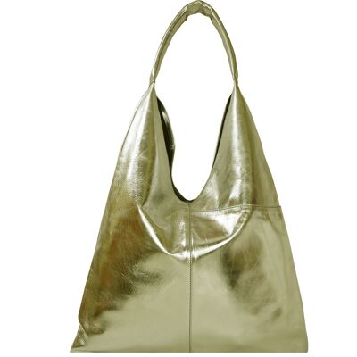 Gold Metallic Pocket Boho Leather Bag