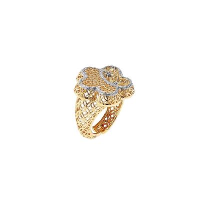 Anillo De Bronce Dorado Con Purpurina Plateada