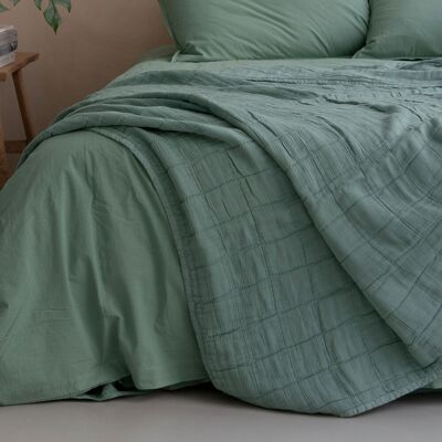 Plaid, bedspread, double cotton gauze Green sage