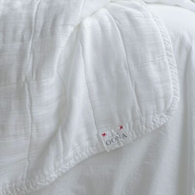 Plaid, bedspread, double cotton gauze White