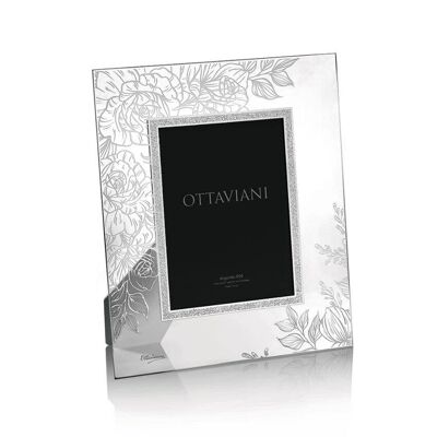 Crystal Photo Frame "Rose" W/Silver Leaf