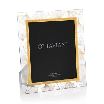 "Soffio" Crystal Photo Frame W/Gold Leaf