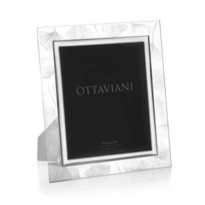 Cadre photo en cristal "Soffio" avec cadre et feuille argentée.