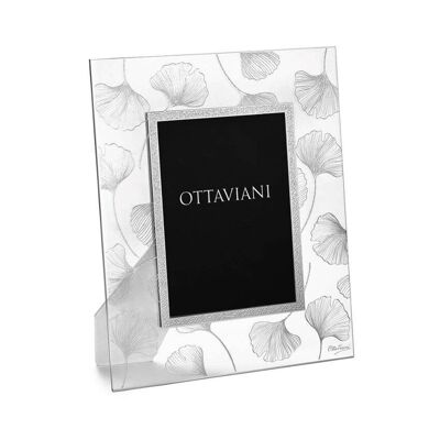 "Soffio" Crystal Photo Frame W/Silver Leaf