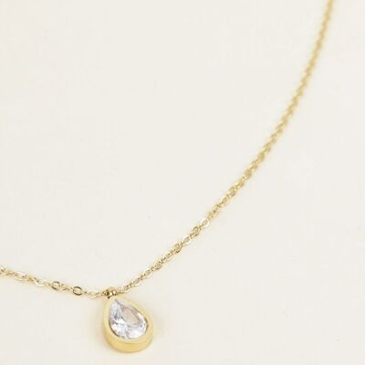 Chain necklace with rhinestone drop pendant