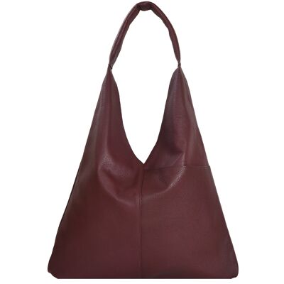 Sac en cuir Boho grainé prune