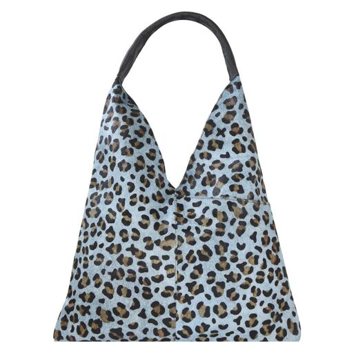 Blue Animal Print Boho Leather Bag