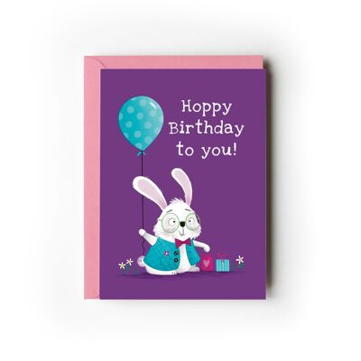 Confezione da 6 biglietti di compleanno Hoppy Rabbit