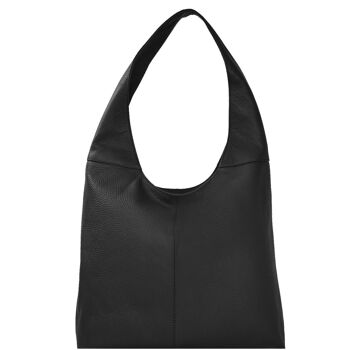 Sac Hobo à bandoulière zippé en cuir noir 3