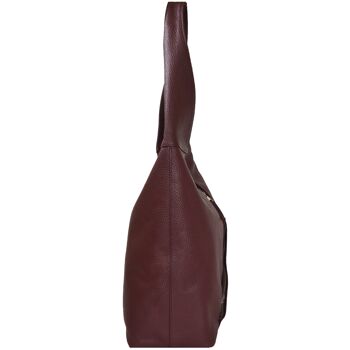 Sac Hobo à bandoulière en cuir zippé marron 3