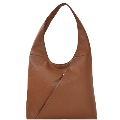 Tan Leather Shoulder Hobo Bag