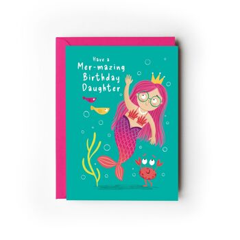 Pack de 6 cartes d'anniversaire fille sirène 1