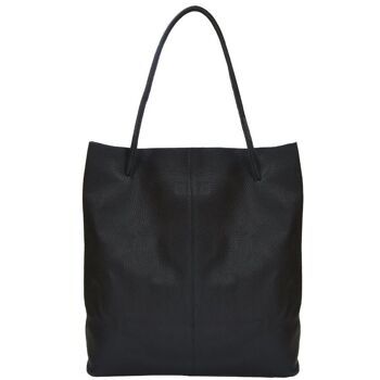 Sac à bandoulière Hobo en cuir noir avec cordon de serrage 2